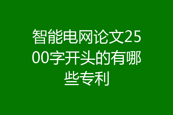 智能电网论文2500字开头的有哪些专利