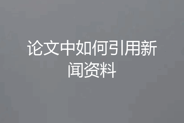 论文中如何引用新闻资料