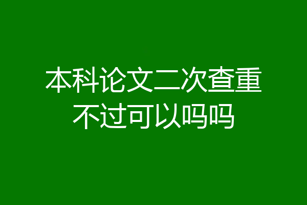 本科论文二次查重不过可以吗吗