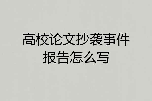 高校论文抄袭事件报告怎么写