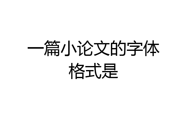 一篇小论文的字体格式是