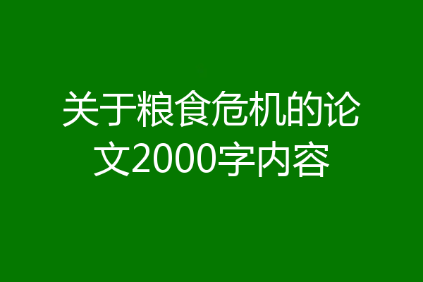 关于粮食危机的论文2000字内容