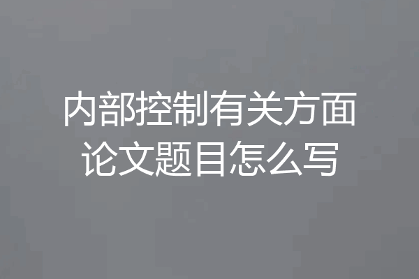 内部控制有关方面论文题目怎么写