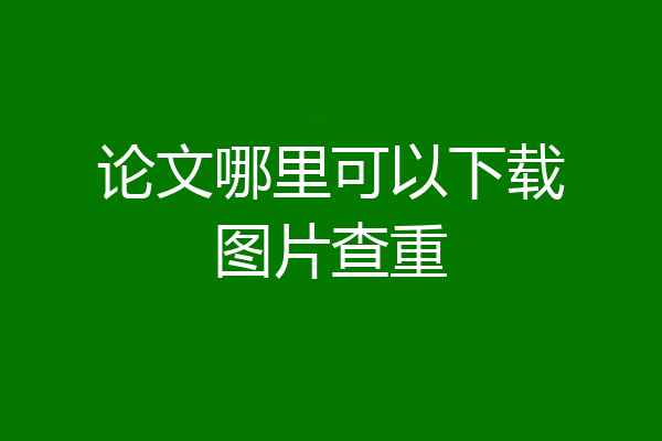 论文哪里可以下载图片查重