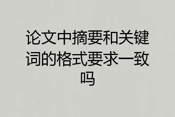 论文中摘要和关键词的格式要求一致吗