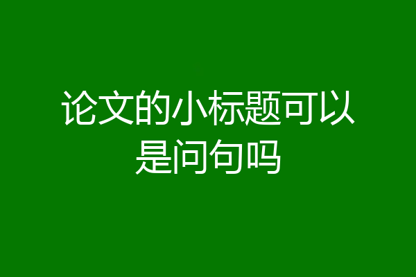 论文的小标题可以是问句吗