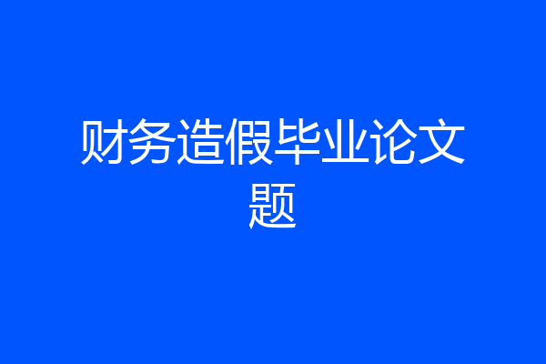 财务造假毕业论文题
