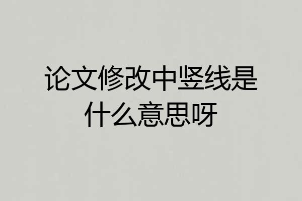 论文修改中竖线是什么意思呀