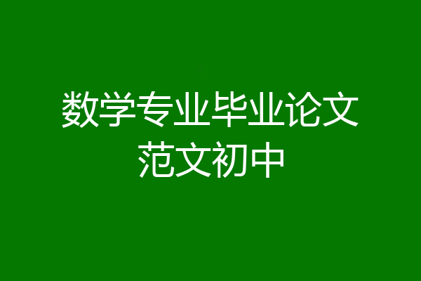数学专业毕业论文范文初中