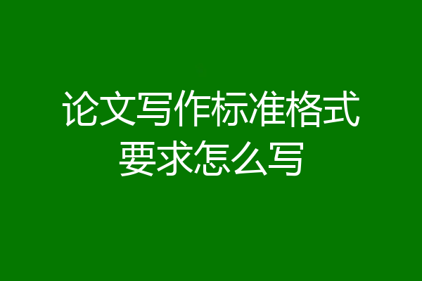 论文写作标准格式要求怎么写