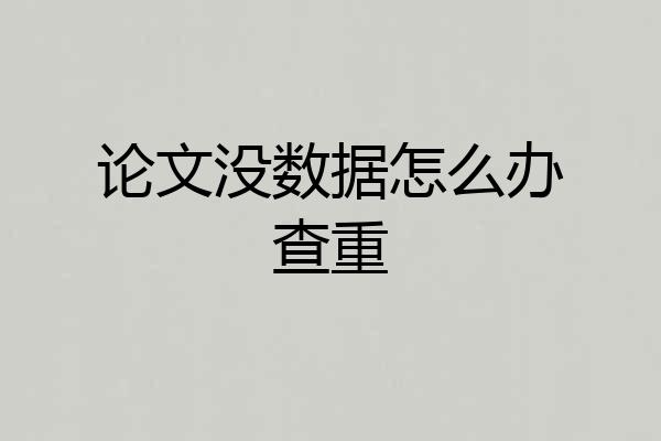 论文没数据怎么办查重