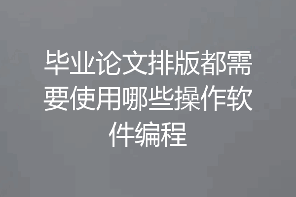 毕业论文排版都需要使用哪些操作软件编程