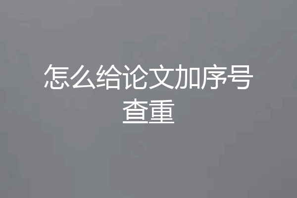 怎么给论文加序号查重