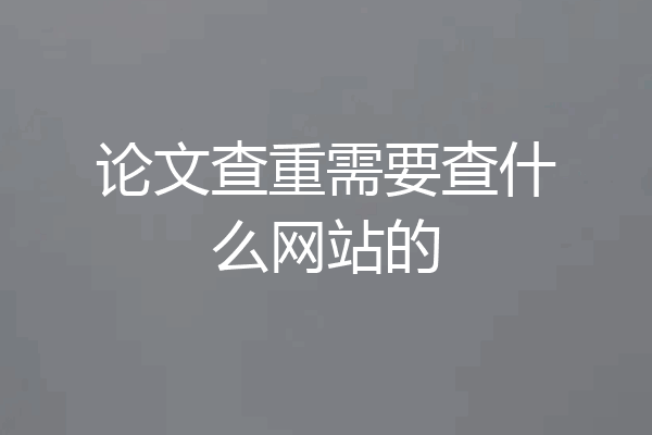 论文查重需要查什么网站的