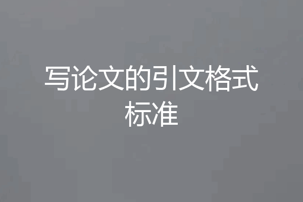 写论文的引文格式标准