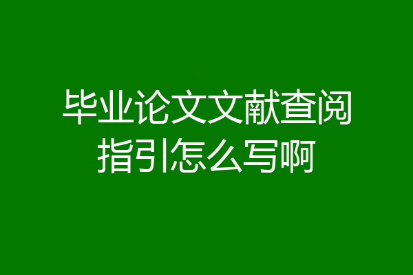 毕业论文文献查阅指引怎么写啊