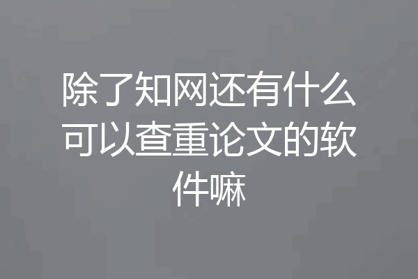 除了知网还有什么可以查重论文的软件嘛