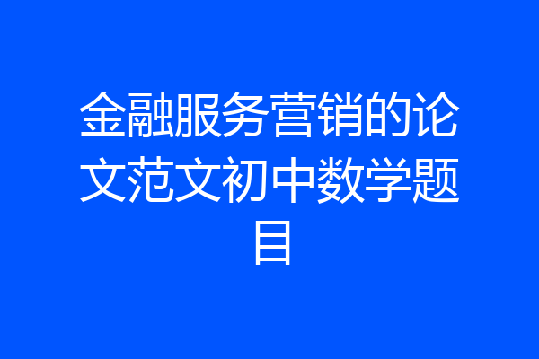 金融服务营销的论文范文初中数学题目