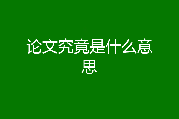 论文究竟是什么意思