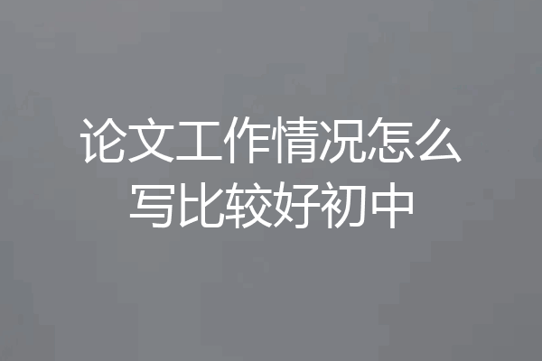 论文工作情况怎么写比较好初中