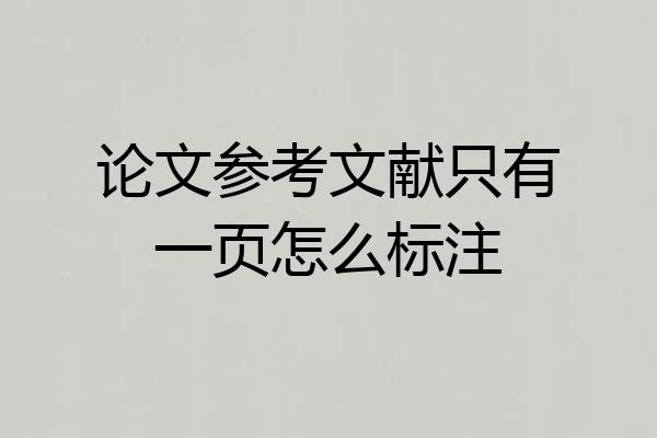 论文参考文献只有一页怎么标注