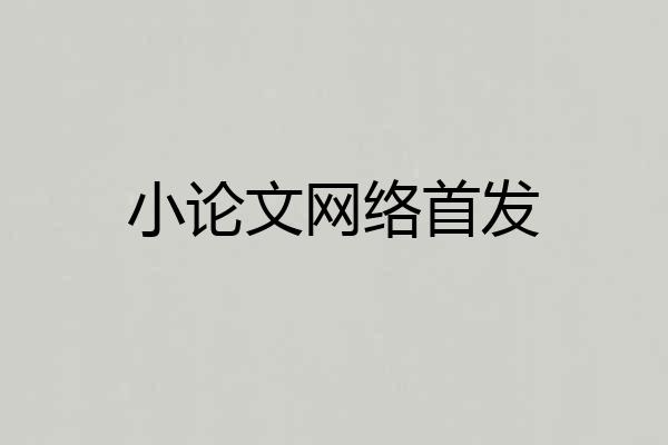 小论文网络首发