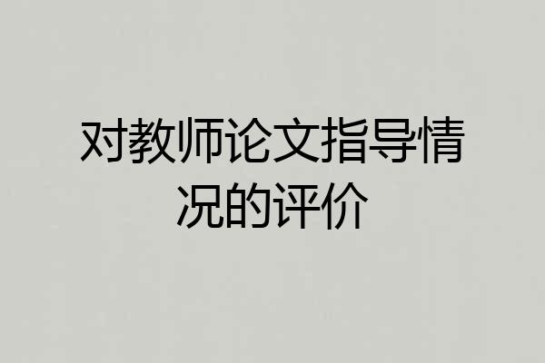 对教师论文指导情况的评价