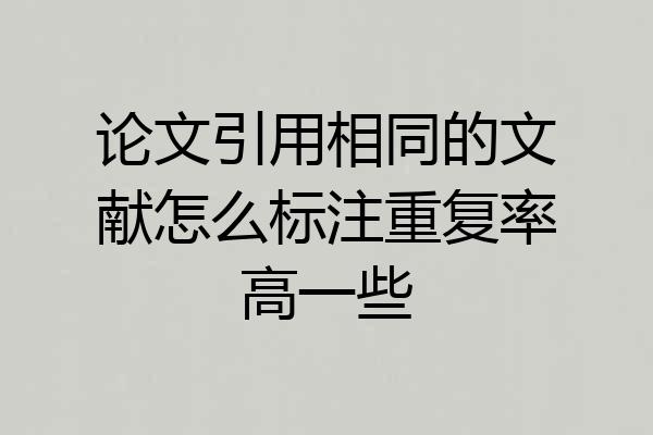 论文引用相同的文献怎么标注重复率高一些