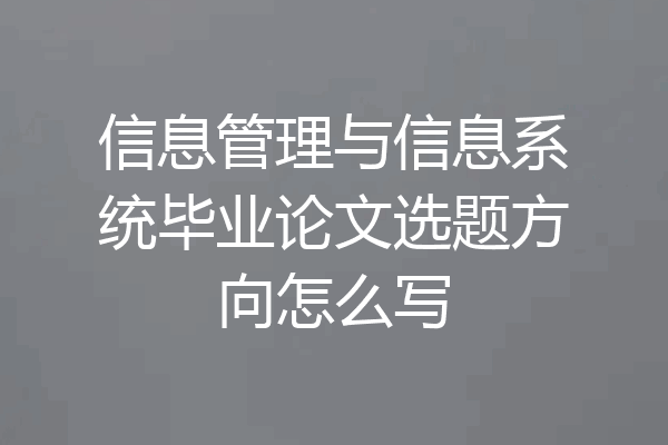 信息管理与信息系统毕业论文选题方向怎么写