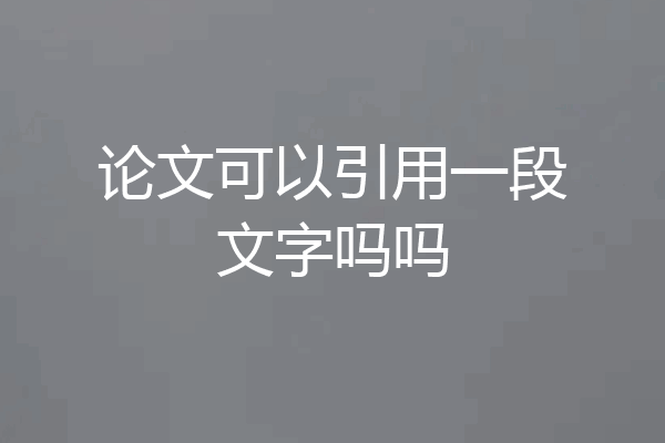 论文可以引用一段文字吗吗