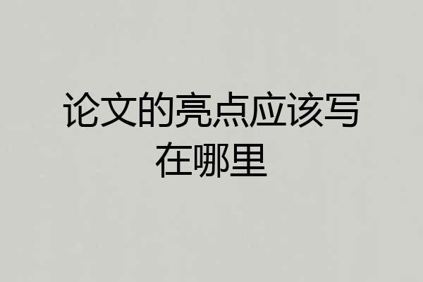 论文的亮点应该写在哪里