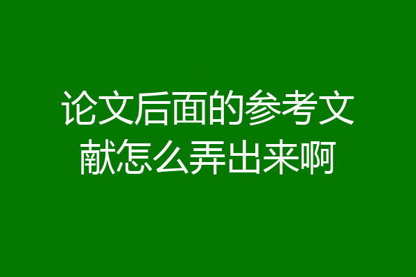 论文后面的参考文献怎么弄出来啊