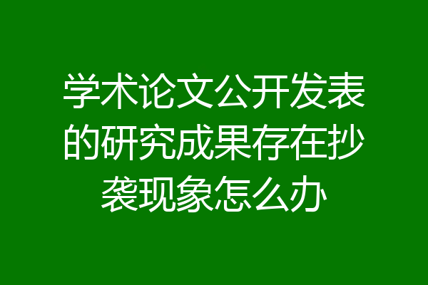 学术论文公开发表的研究成果存在抄袭现象怎么办