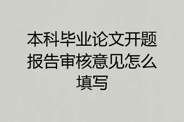 本科毕业论文开题报告审核意见怎么填写