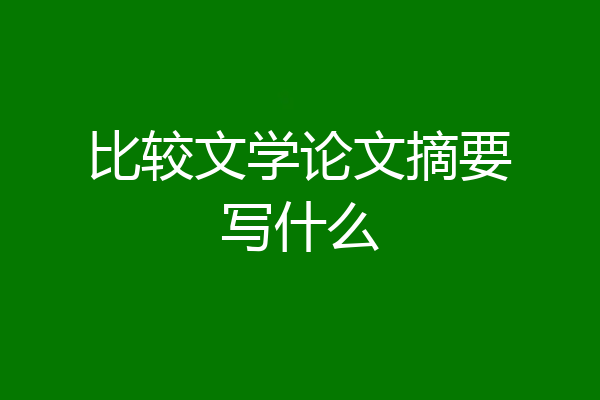 比较文学论文摘要写什么
