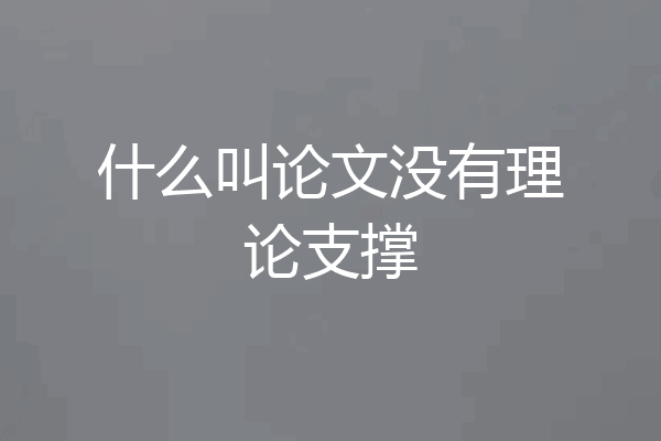 什么叫论文没有理论支撑