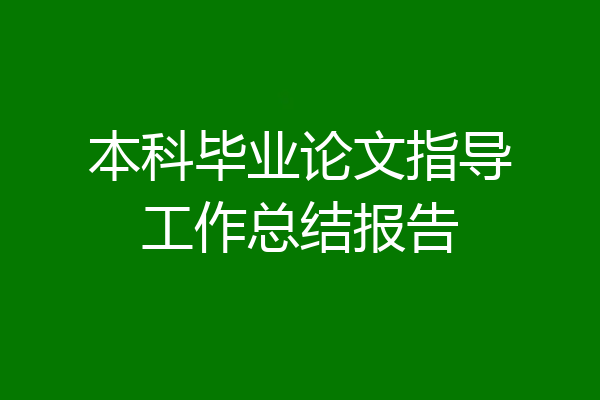 本科毕业论文指导工作总结报告