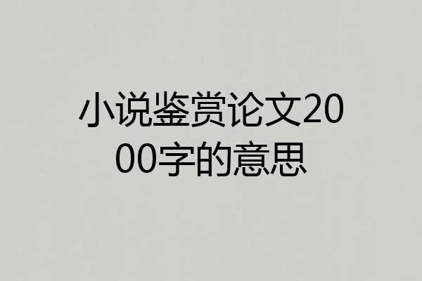 小说鉴赏论文2000字的意思