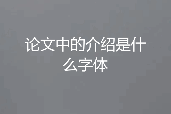 论文中的介绍是什么字体