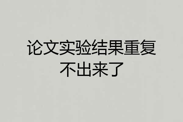 论文实验结果重复不出来了