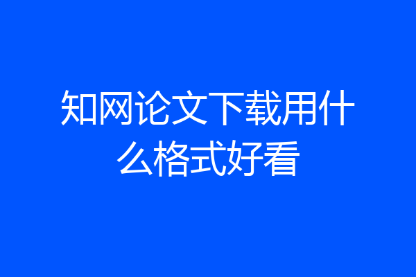 知网论文下载用什么格式好看