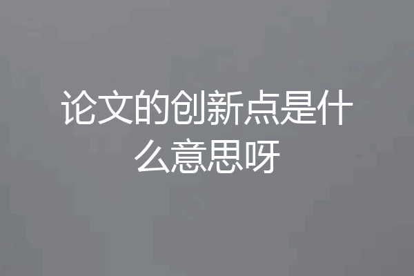 论文的创新点是什么意思呀