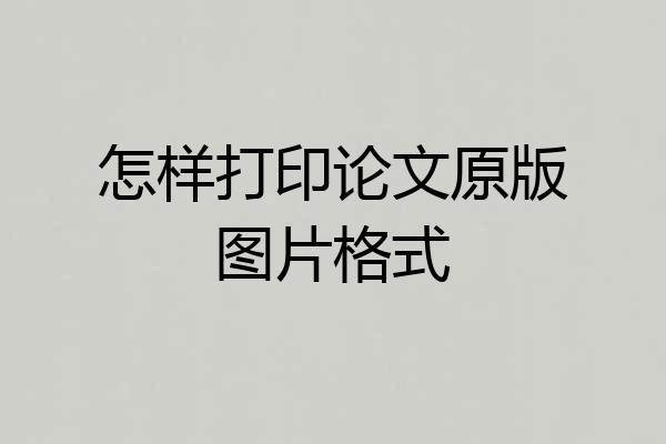 怎样打印论文原版图片格式
