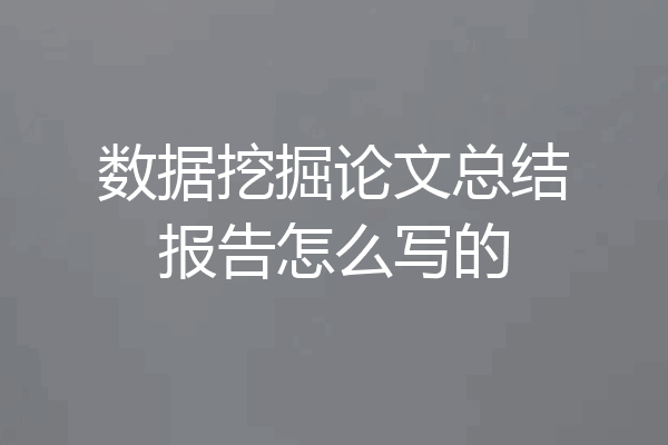 数据挖掘论文总结报告怎么写的