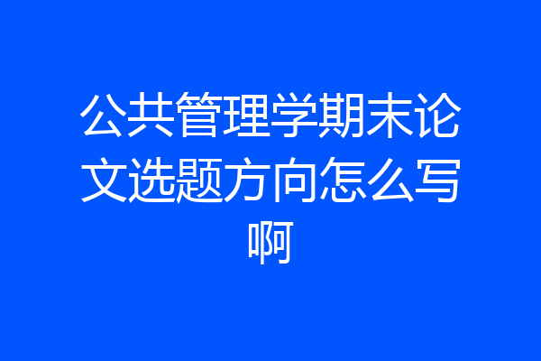 公共管理学期末论文选题方向怎么写啊