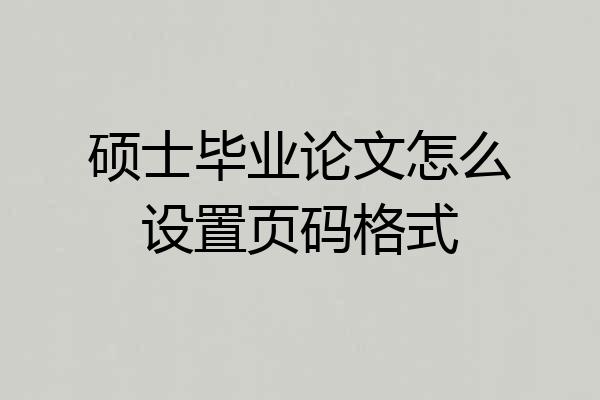 硕士毕业论文怎么设置页码格式