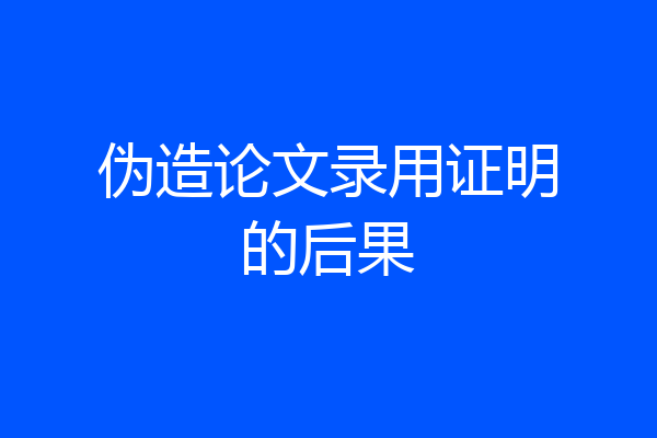 伪造论文录用证明的后果