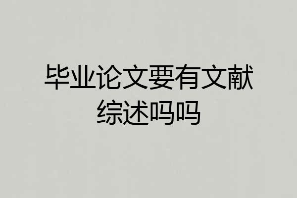 毕业论文要有文献综述吗吗