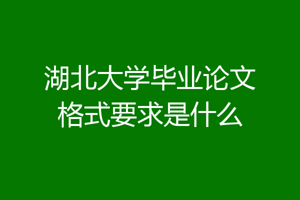 湖北大学毕业论文格式要求是什么