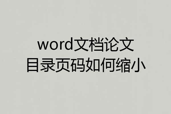 word文档论文目录页码如何缩小